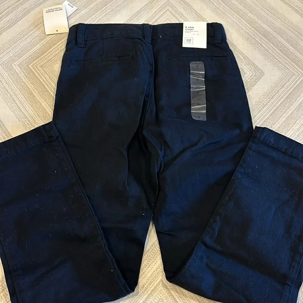 GAP Boys Black Slim Straight Adjustable Waist Pants - Size 8 Slim